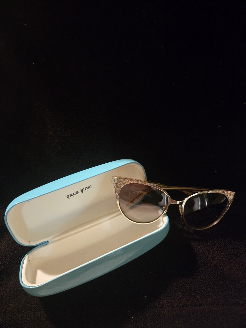 kate spade Gold Cat Eye Sunglasses with Black Lenses